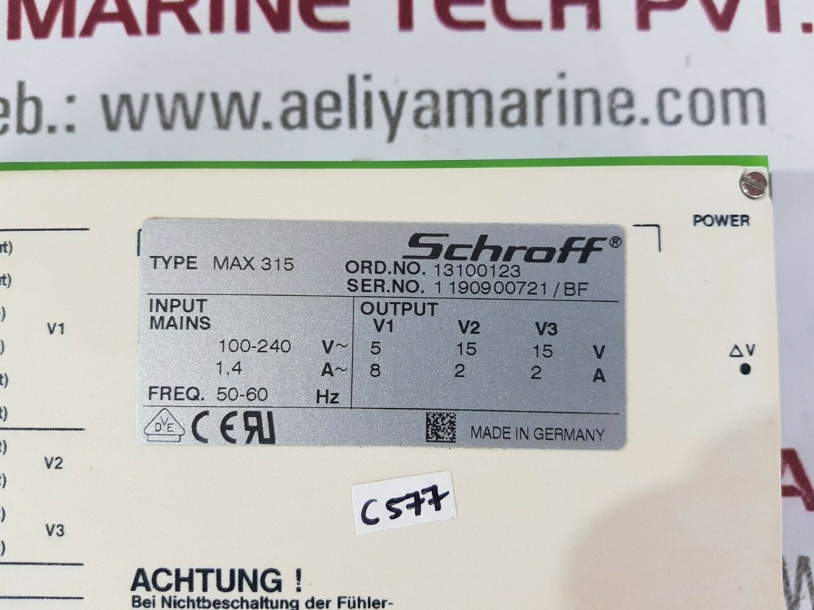 Schroff max 315 power supply 50-60hz