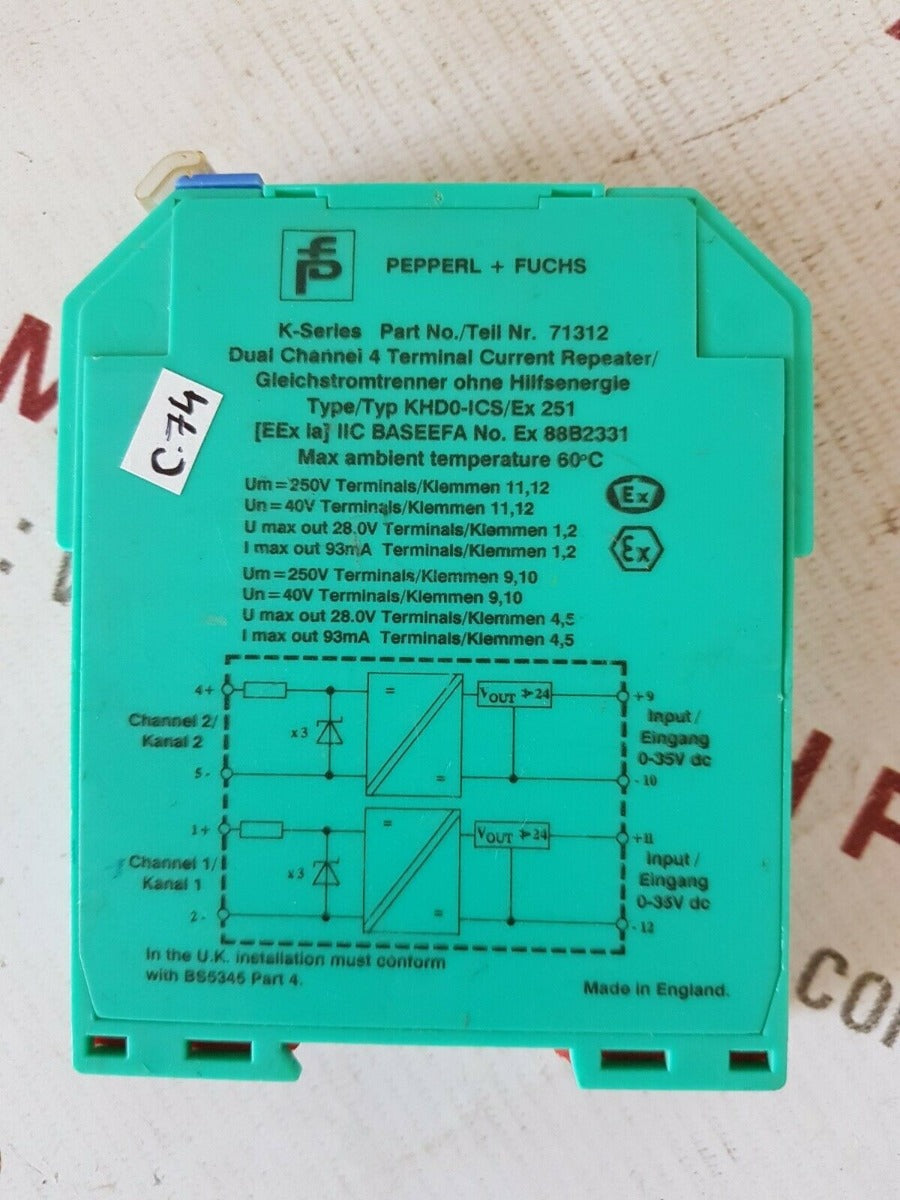 Pepperl+fuchs k-series ics/ex 251 current repeater 71312