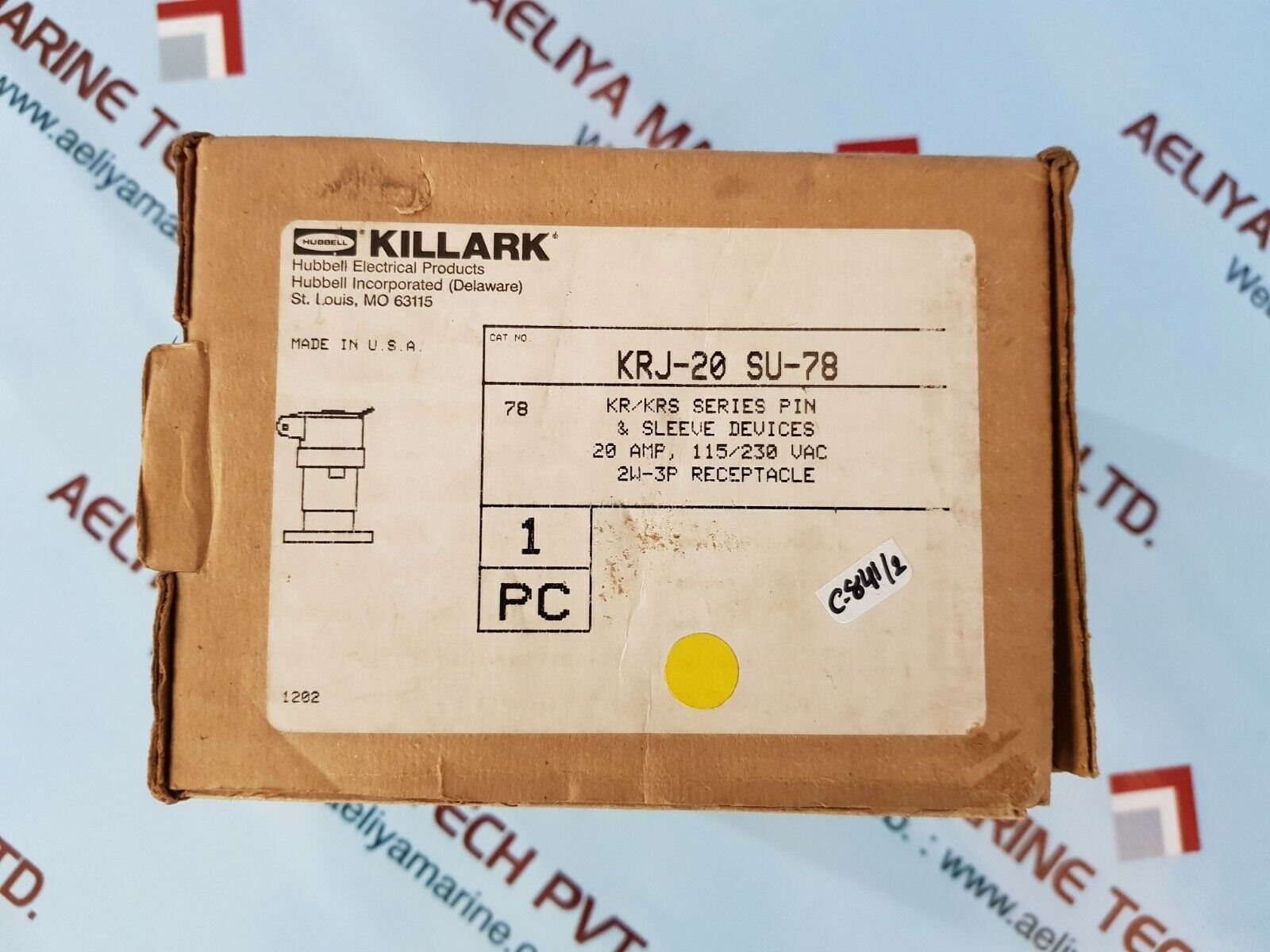Hubbell killark krj-20 su-78 receptacle pin/sleeve 20amp115/230vac