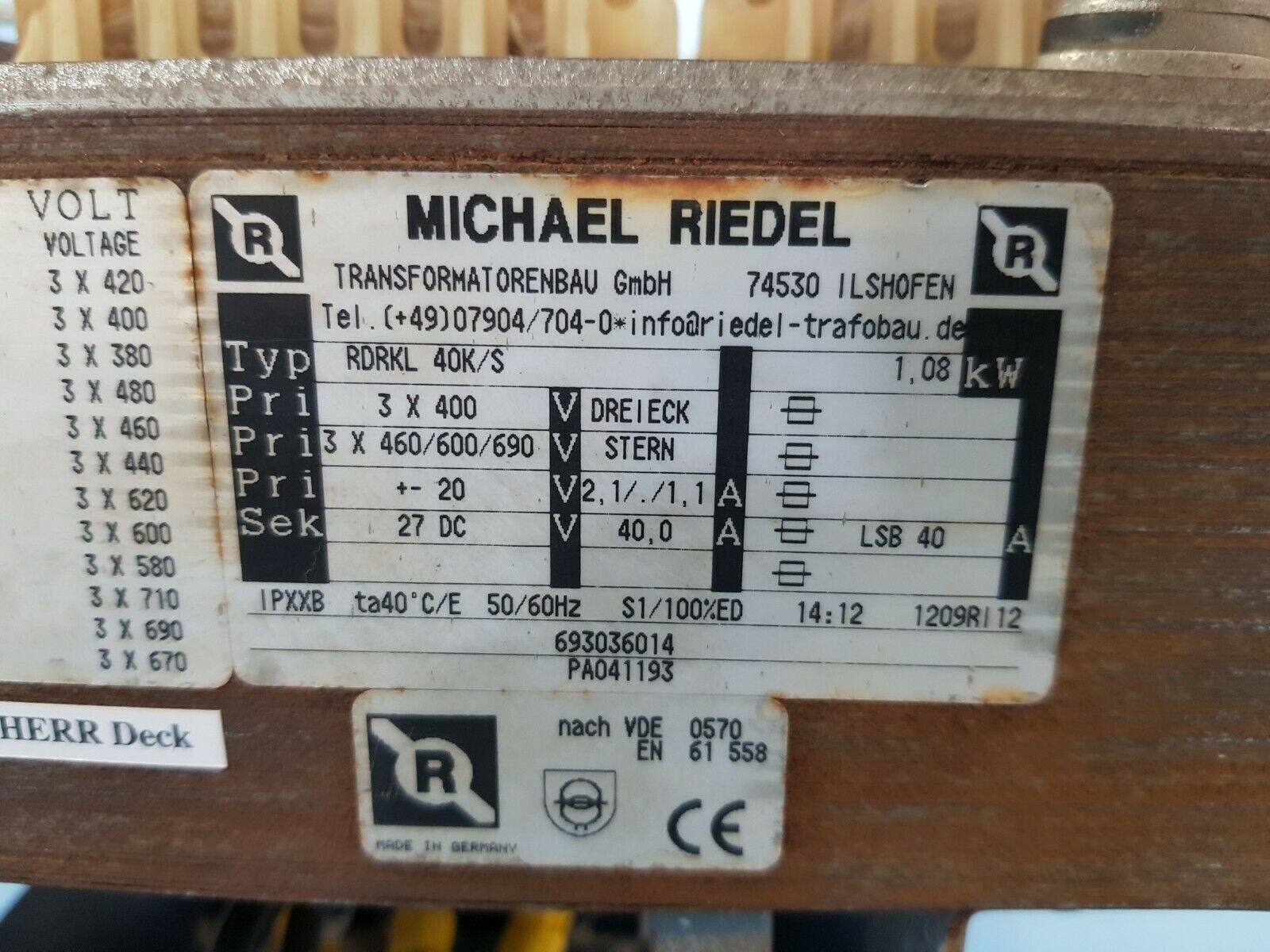Michael riedel rdrkl 40k/s transformer