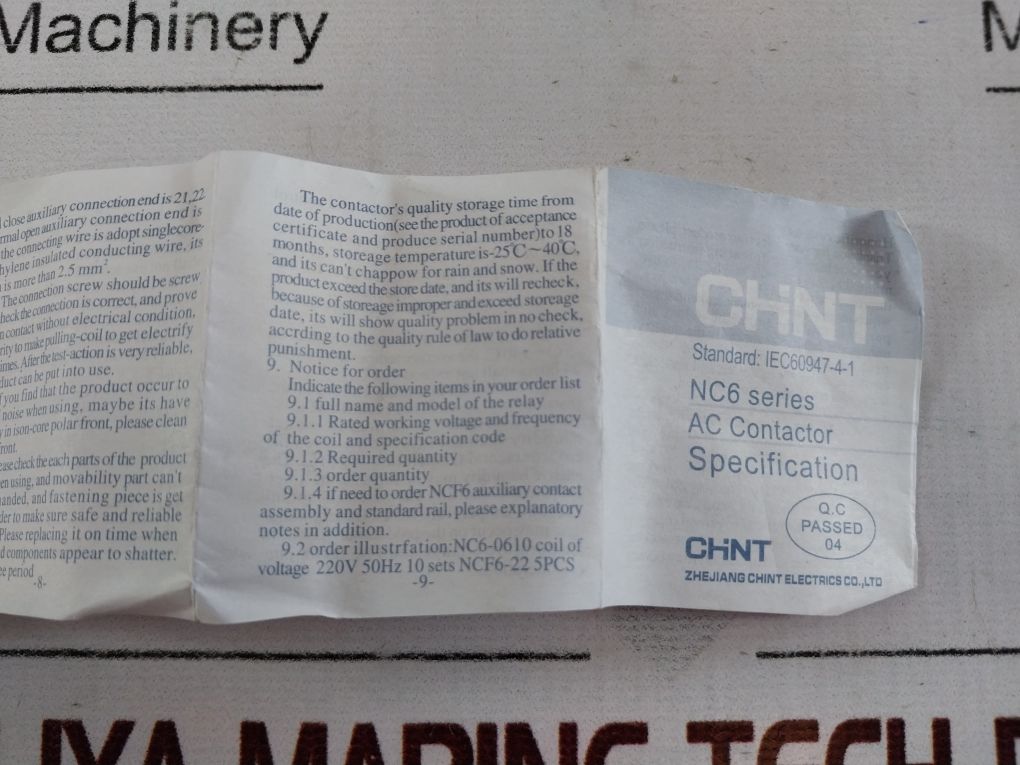 Chint Nc6-0910 Ac Mini Contactor
