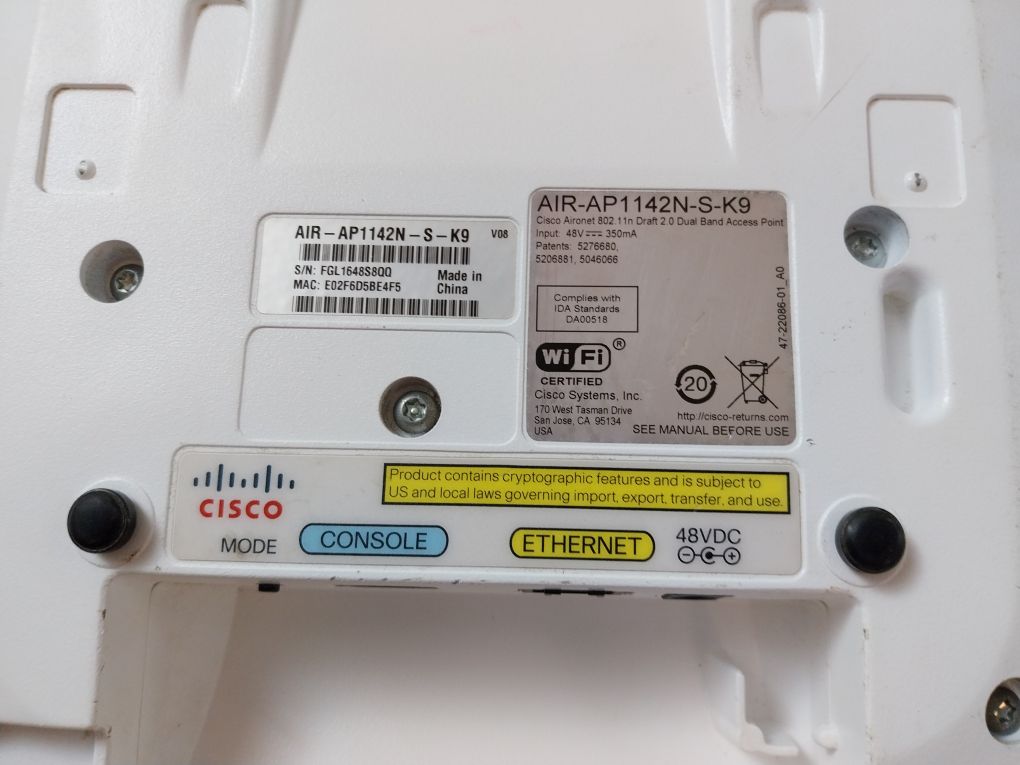 Cisco Air-ap1142N-s-k9 Wireless Access Point 48V 350Ma
