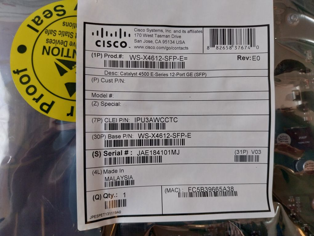 Cisco Systems Ws-x4612-sfp-e Port Gigabit Ethernet Switch Module