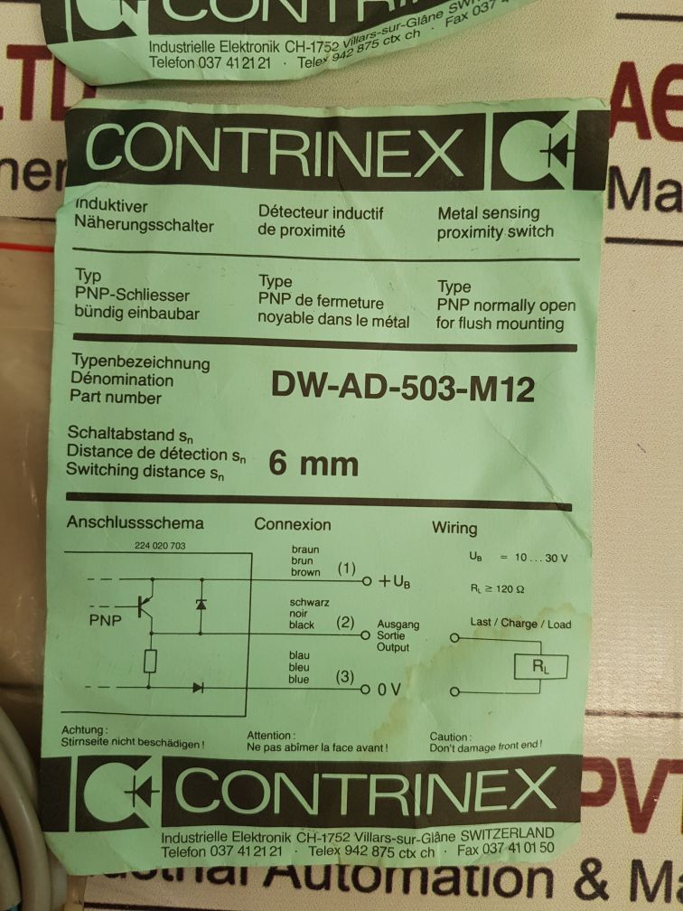 Contrinex Dw-ad-503-m12 Proximity Switch