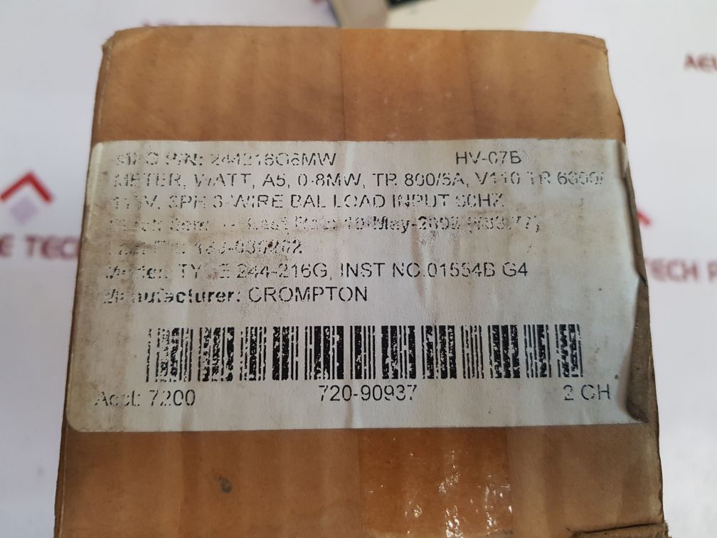 Crompton 244-216G Wattmeter 0-8 Mw 244216G8Mw New