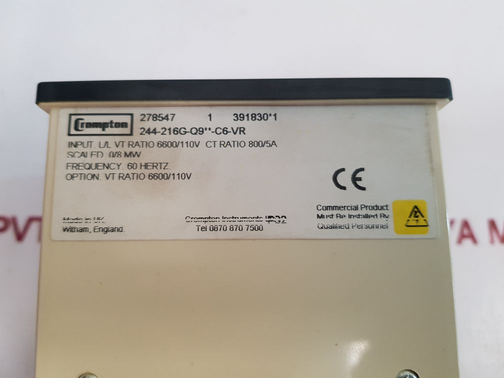 Crompton 244-216G Wattmeter 0-8 Mw 244216G8Mw New