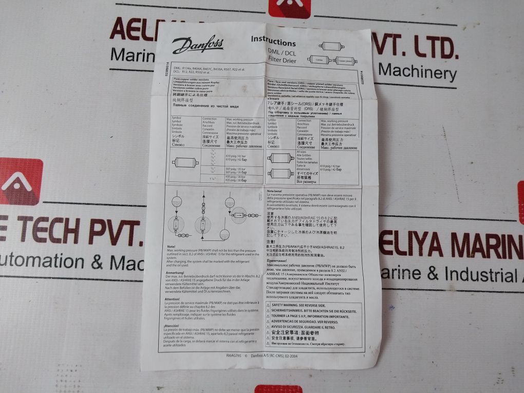 Danfoss Dml 164 023Z5044 Liquid Line Filter Drier