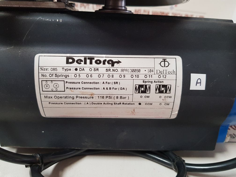 Deltech Deltorq Da Pneumatic Valve Actuator With Quartz Qx33K03Sdm Positioner