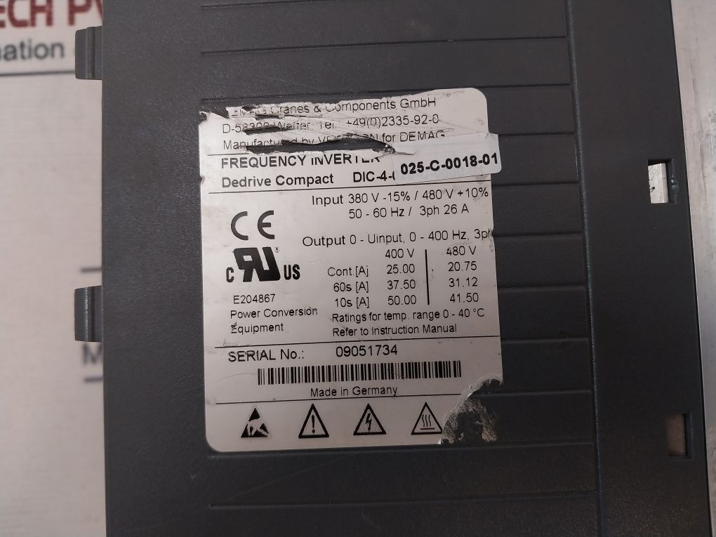 Demag Dic-4-025-c-0018-01 Frequency Inverter 380V