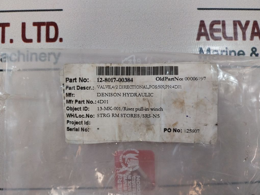 Denison Hydraulic 4D01 4/2 Directional Valve 12-8017-00384