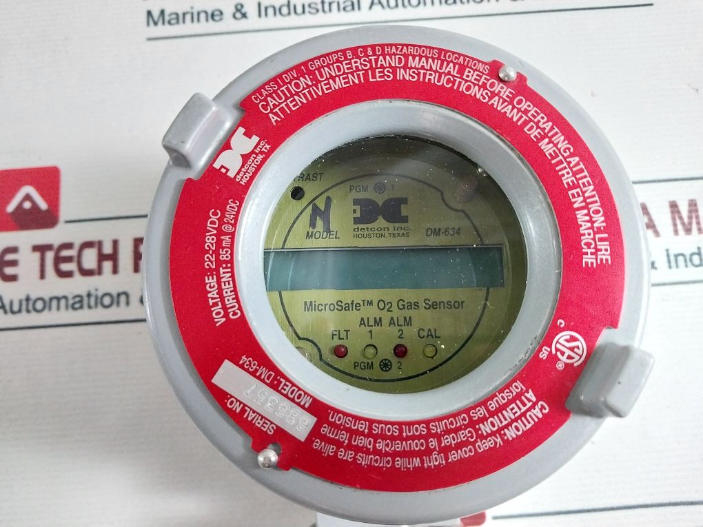 Detcon Dm-634 O2 Gas Sensor 22-28Vdc