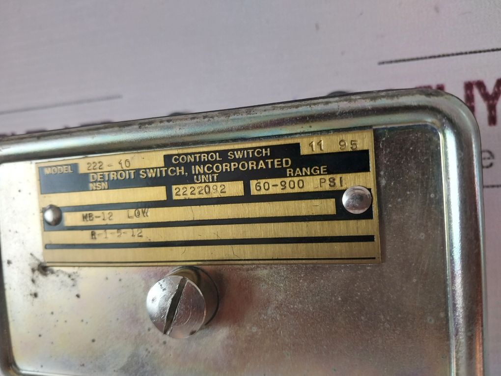 Detroit Switch 222-10 Temperature Control Switch Unit 2222092