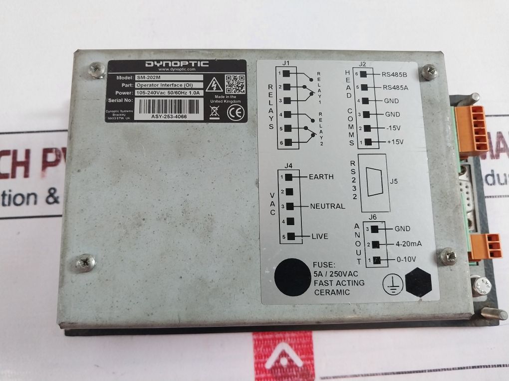 Dynoptic Sm-202M Single Pass Opacity Monitor 105-240 Vac 1.0A