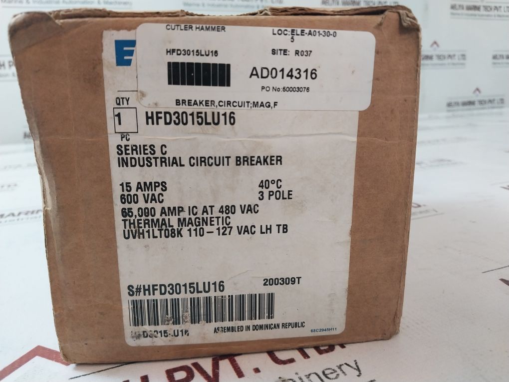 Eaton Hfd3015Lu16 3-p Industrial Circuit Breaker