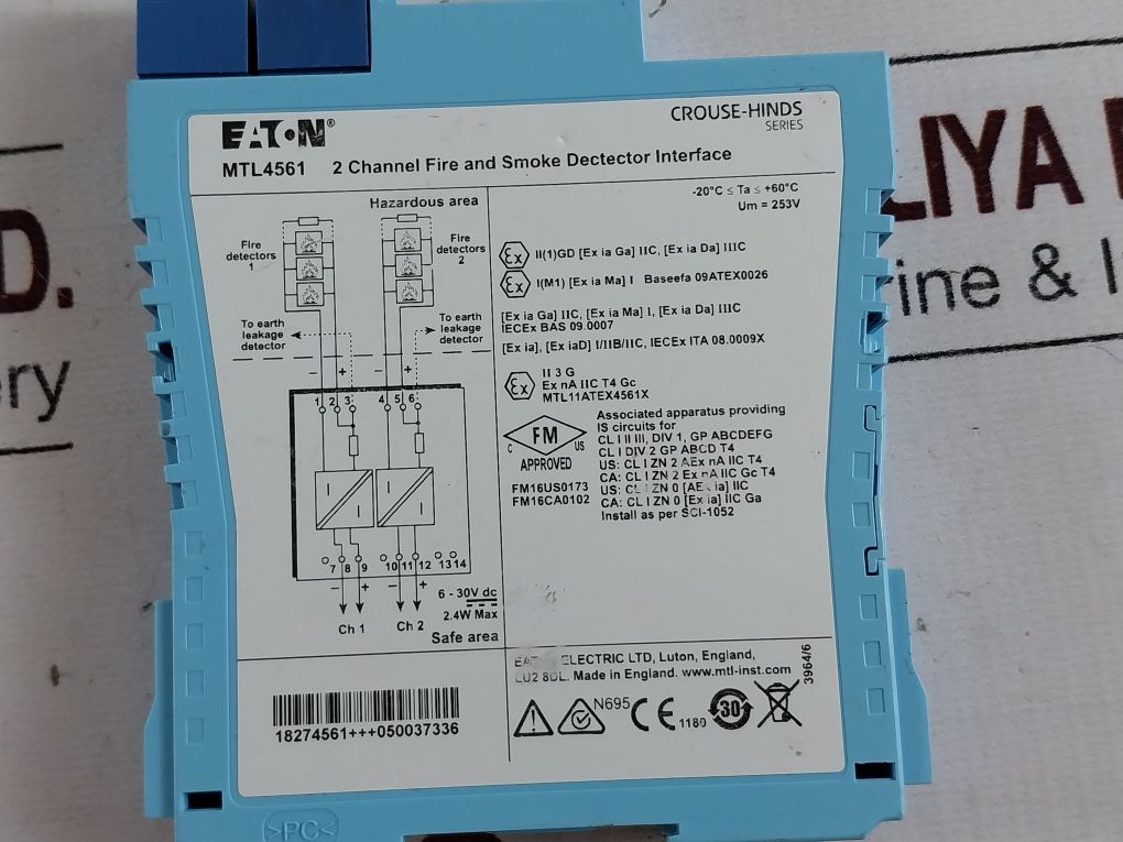 Eaton Mtl4561 2 Channel Fire And Smoke Detector Interface Module