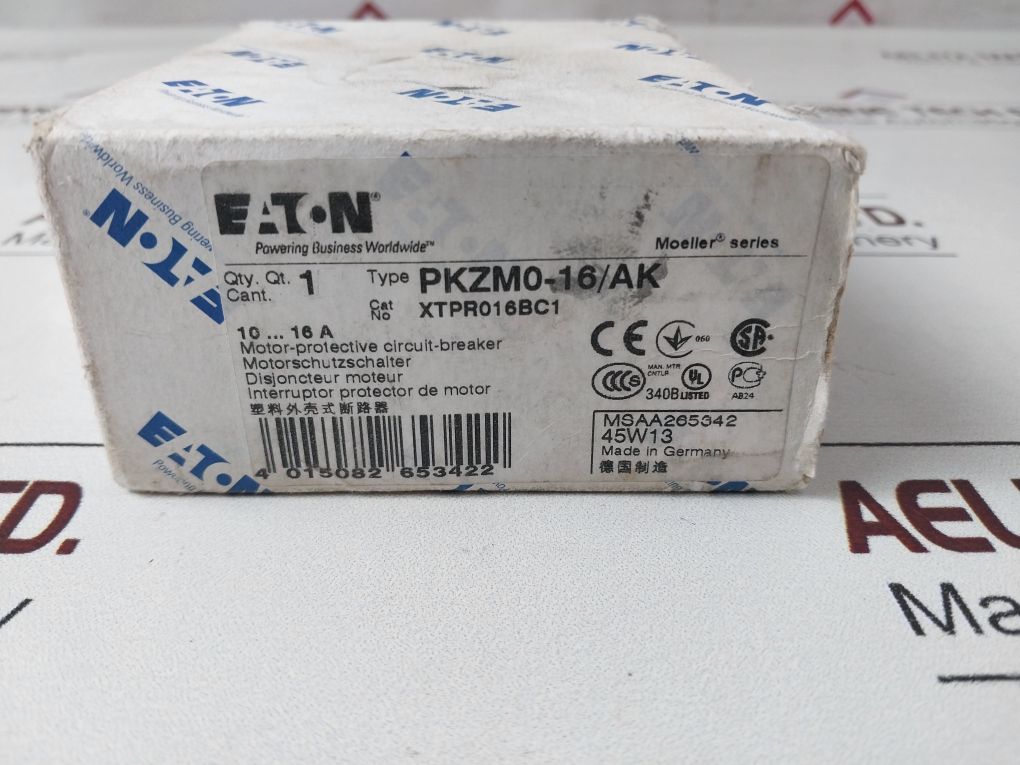 Eaton Pkzm0-16/Ak Motor-protective Circuit Breaker Xtpr016Bc1