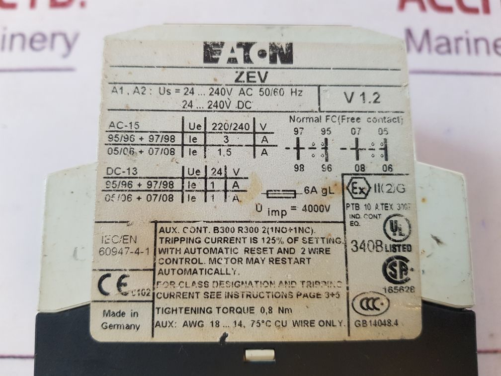 Eaton Zev Electronic Overload Relay
