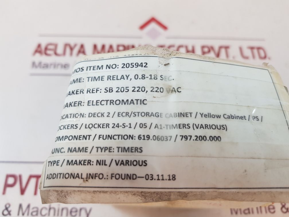 Electromatic Sb205 220 Time Relay