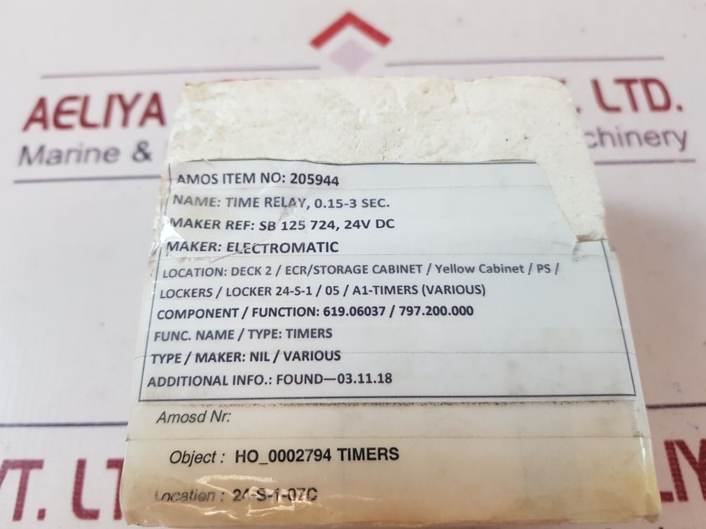 Electromatic Sb 125 724 Time Relay 0.15-3 Sec