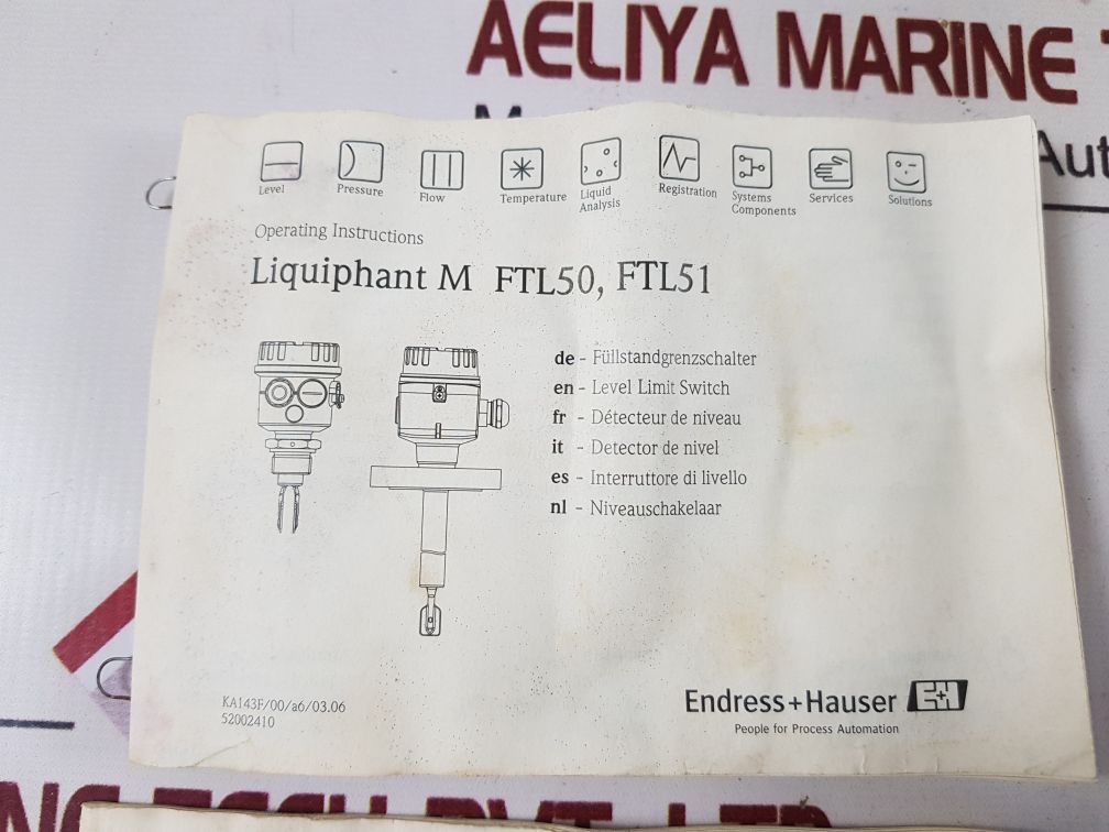 Endress+Hauser Liquiphant M Ftl51-ggf2Bb7G4A Level Switch