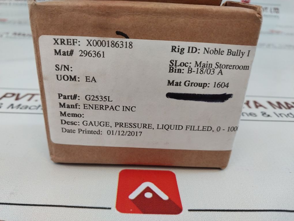 Enerpac G2535L Pressure Gauge 0-10000Psi