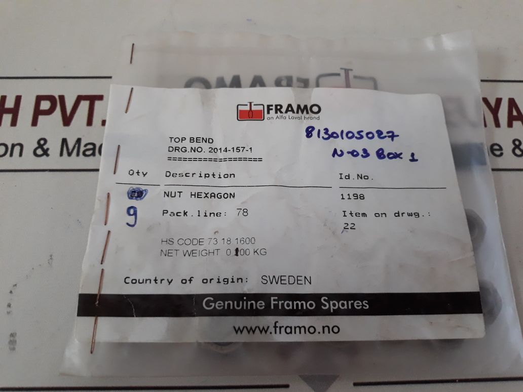 Framo 1198 Nut Hexagon