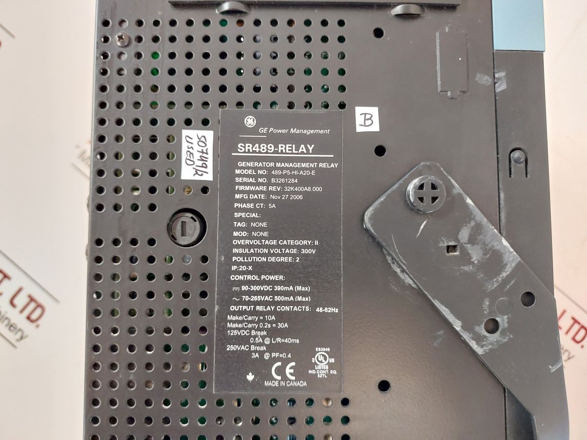 Ge Multilin 489-p5-hi-a20-e Generator Management Relay 48-62Hz