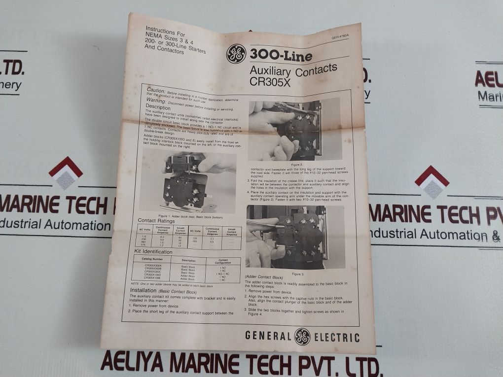 General Electric Cr305X300B Auxiliary Contact Kit