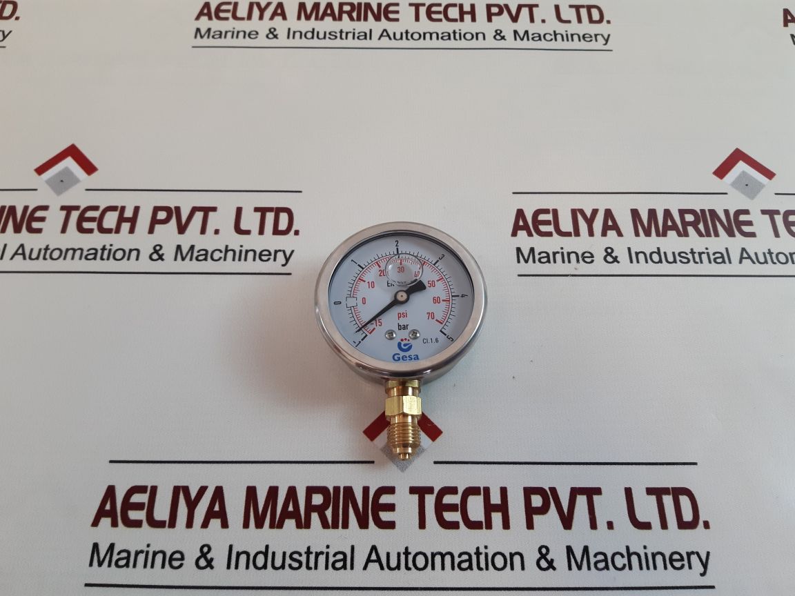 Gesa En 837-1 Cl.1.6 Pressure Gauge -15 To 70 Psi -1 To 5 Bar