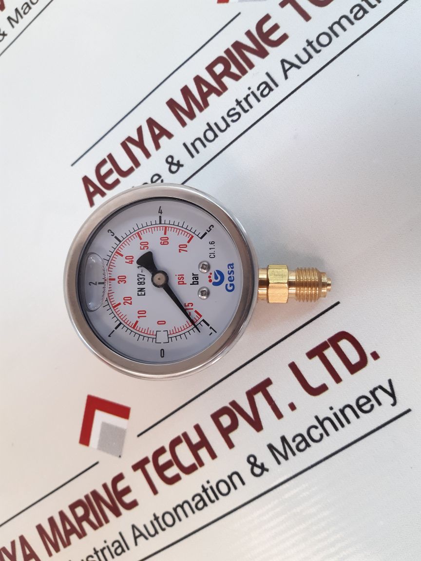 Gesa En 837-1 Cl.1.6 Pressure Gauge -15 To 70 Psi -1 To 5 Bar