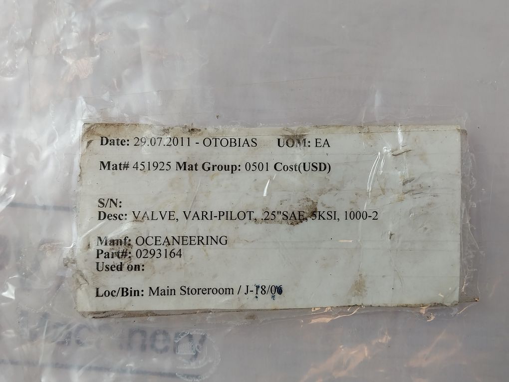 Gilmore 25014-1 Shear Valve 0293164