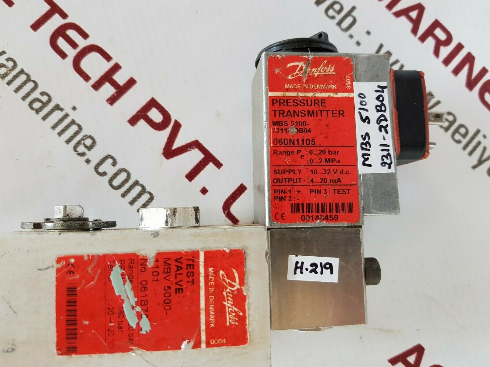 Danfoss mbs 5100-2311 060n1105 / mbv 5000-1101 pressure transmitter