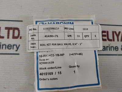 Habonim 10-rk-h23-yb-np Seal Kit For Ball Valve 3/4"-1"