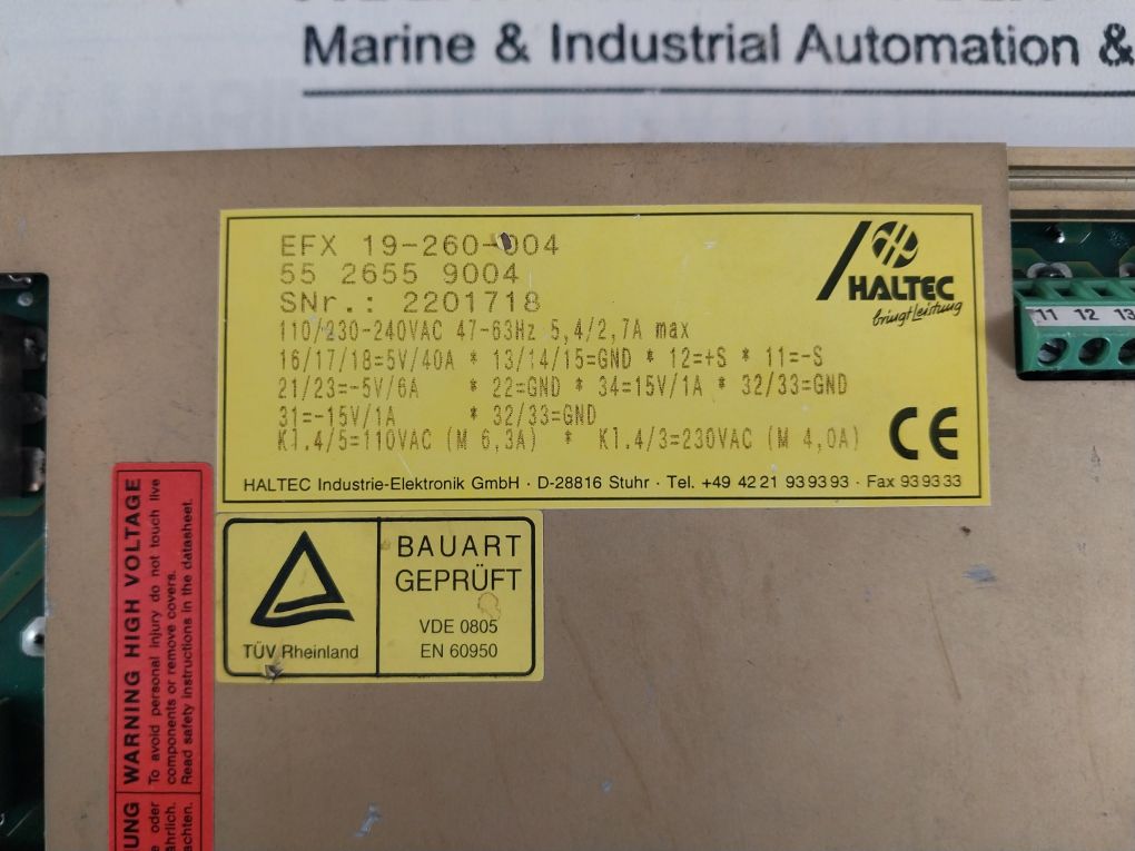 Haltec Efx 19-260-004 Power Supply