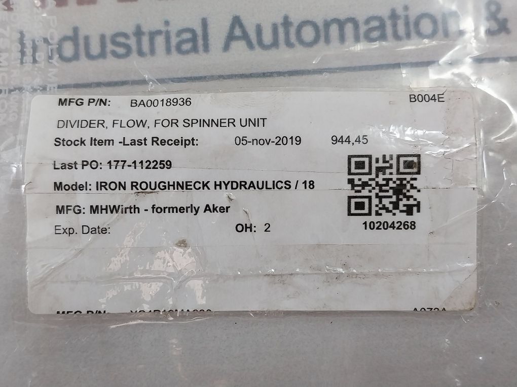 Hawe Tq 43-a 5 Flow Divider For Spinner Unit Ba0018936 B004E