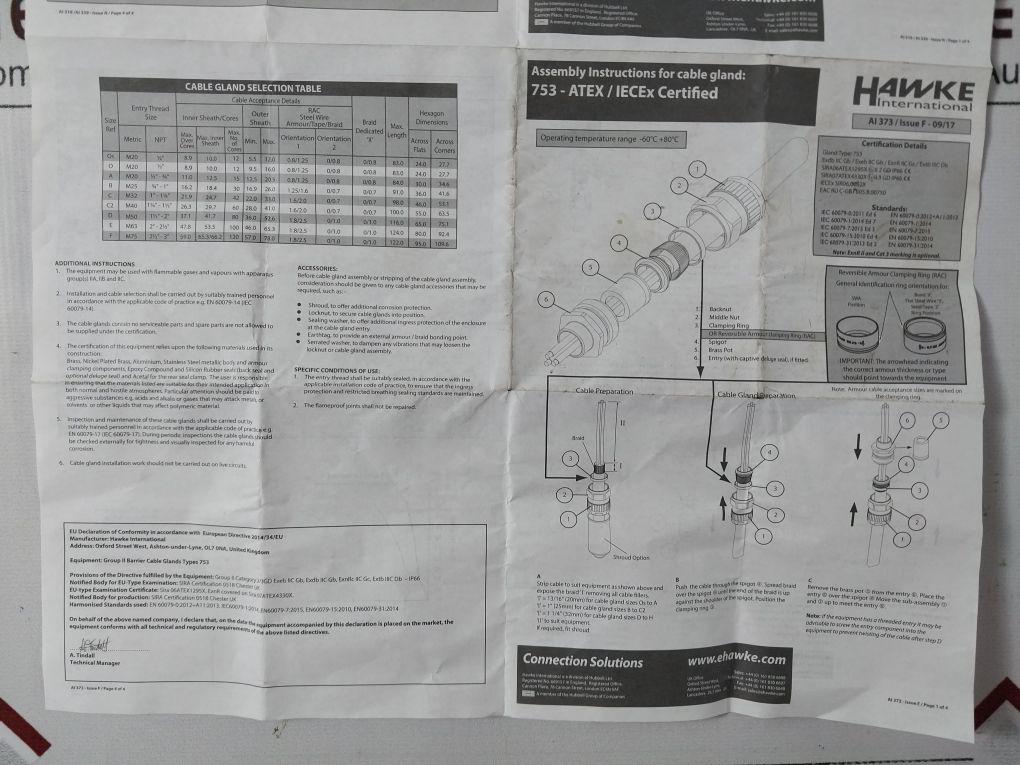 Hawke 753 A 1/2" Npt Cable Gland 753-atex