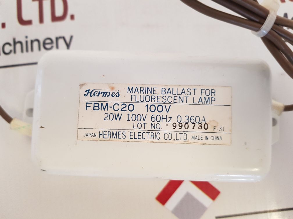 Hermes Electric Fbm-c20 Marine Ballast For Fluorescent Lamp 100V