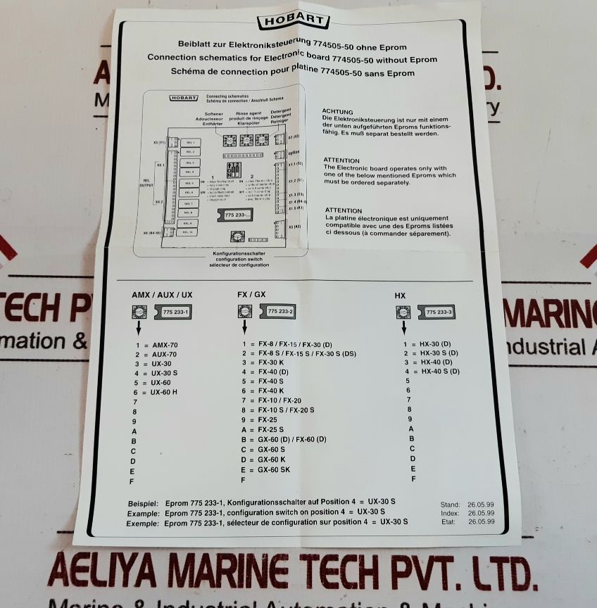 Hobart 774505-50 Cpu Processor Pcb 774505-50V