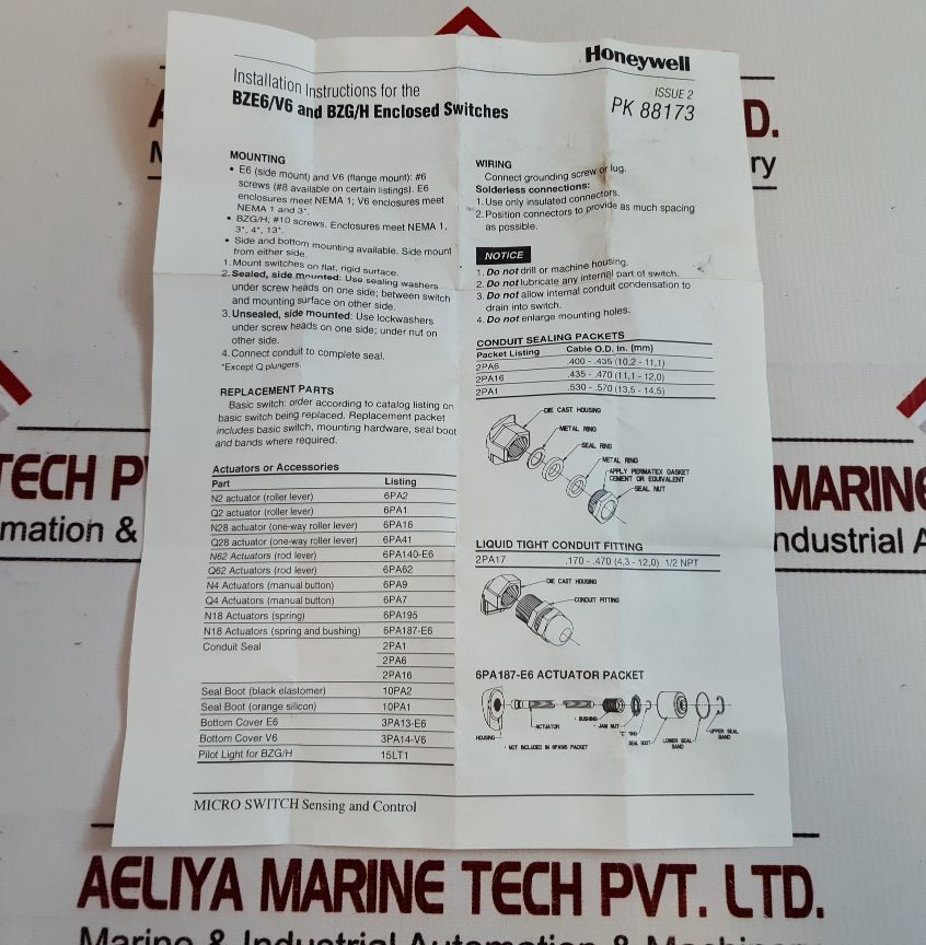 Honeywell 1Ls3-4C Limit Switch