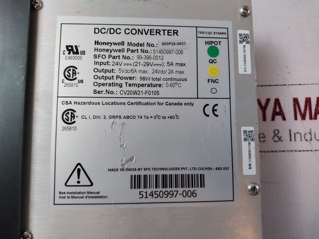 Honeywell 900P24-0401 Dc/Dc Converter Board