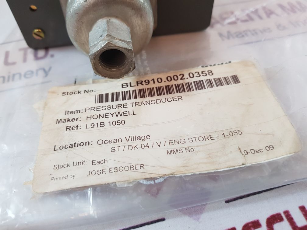 Honeywell l91b 1050/u pressure transducer