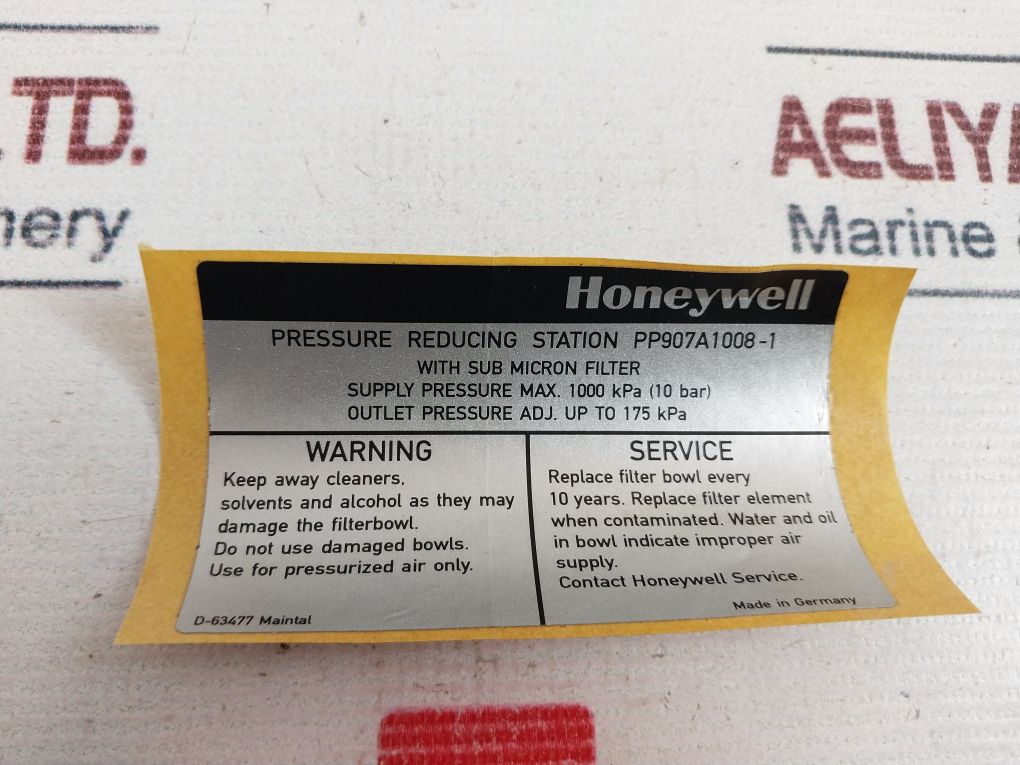 Honeywell Pp907A1008-1 Pressure Reducing Station With Sub Micron Filter Set