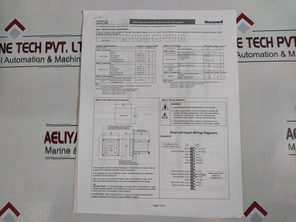 Honeywell Uda2182-ph1-cc2-nn-n-00C0-ee Universal Dual Analyzer