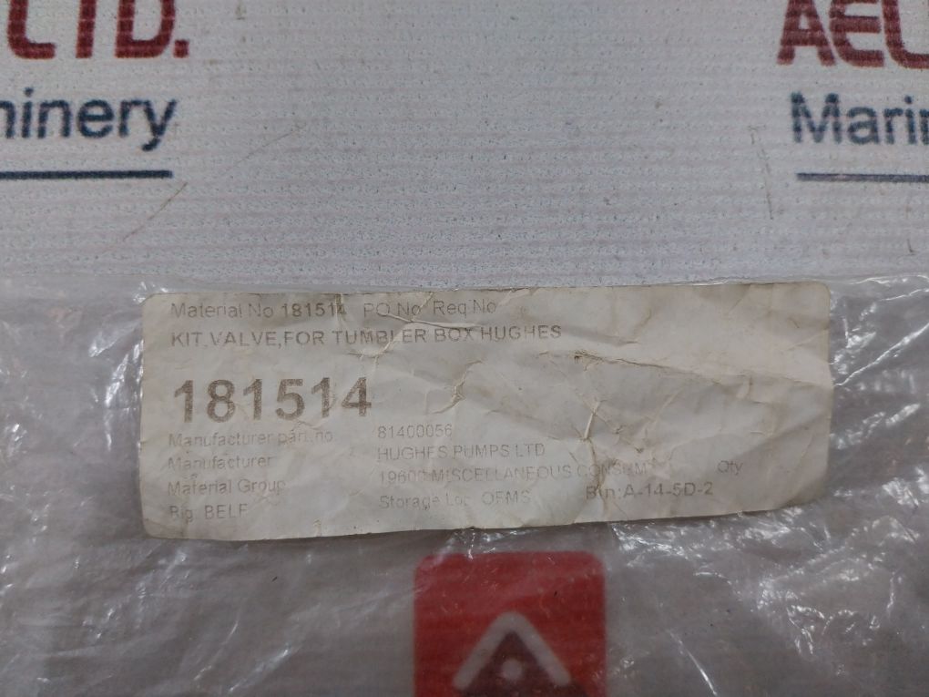 Hughes Pumps 81400056 Valve For Tumbler Box