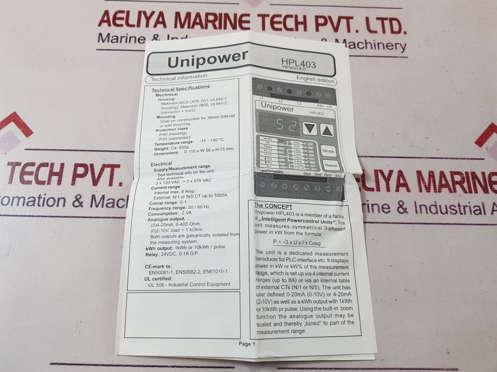 Hydria Unipower Hpl403 Power Control Unit