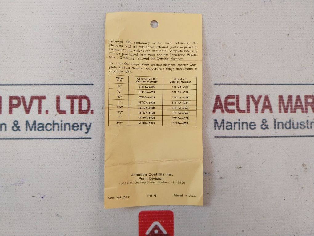 Johnson Controls V47Ad-2 Temperature Actuated Water Valve 115 To 180F