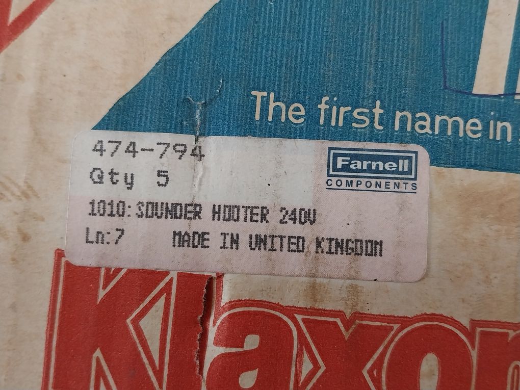 Klaxon Klaxet 1010 Hooter 230/250V Ac