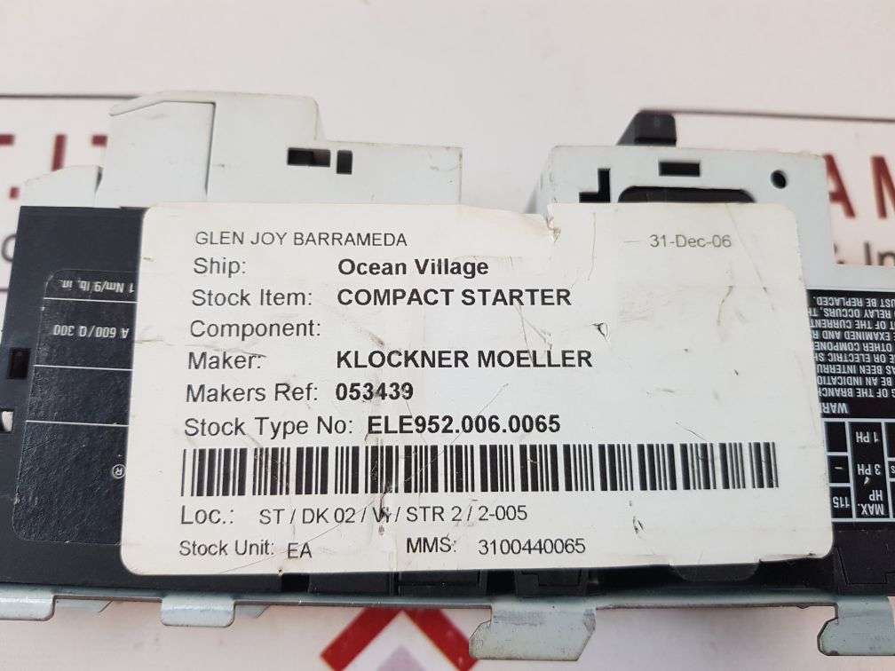 Klockner moeller pkzm0-1,6 motor starter se00-11-pkz0 with contactor