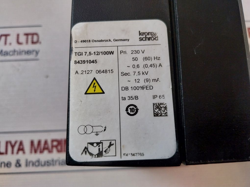 Krom Schroder Tgi 7,5-12/100W Ignition Transformer