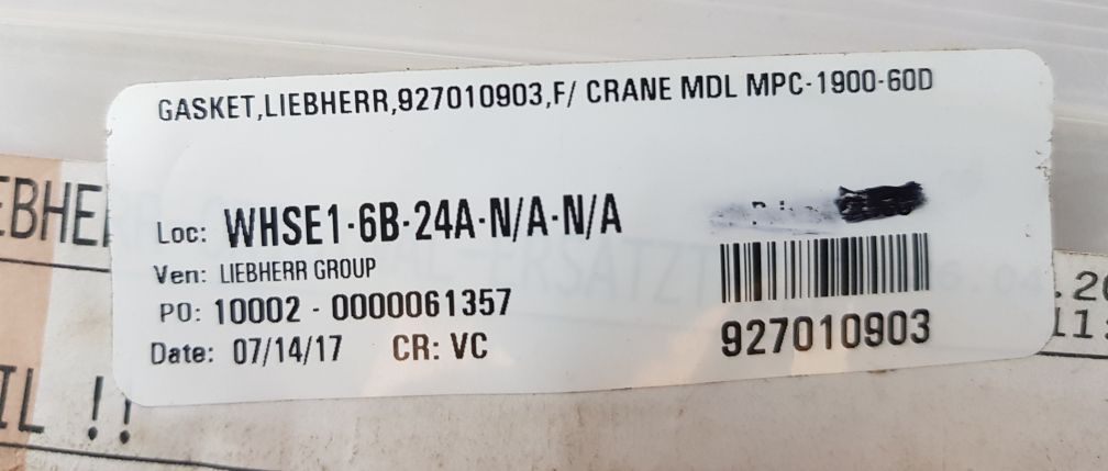 Liebherr Gasket 927010903 Seal